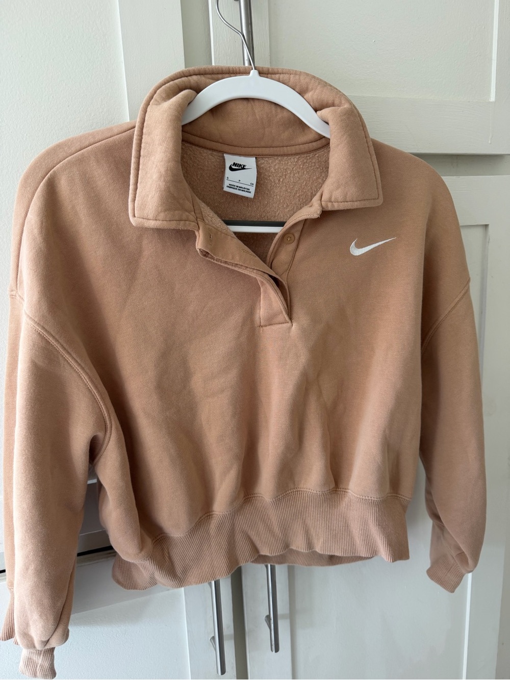 Nike Women's Phoenix Fleece Light Brown Quarter-Snap Pullover
